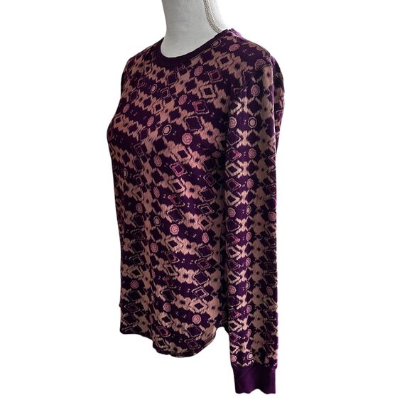 This Is J Bamboo Blend Purple Ikat Print Long Sleeve Lounge Top Size M - Picture 4 of 8